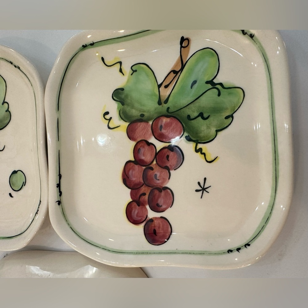 Julia Junkin plate set x3 dessert, side, grape design fruit